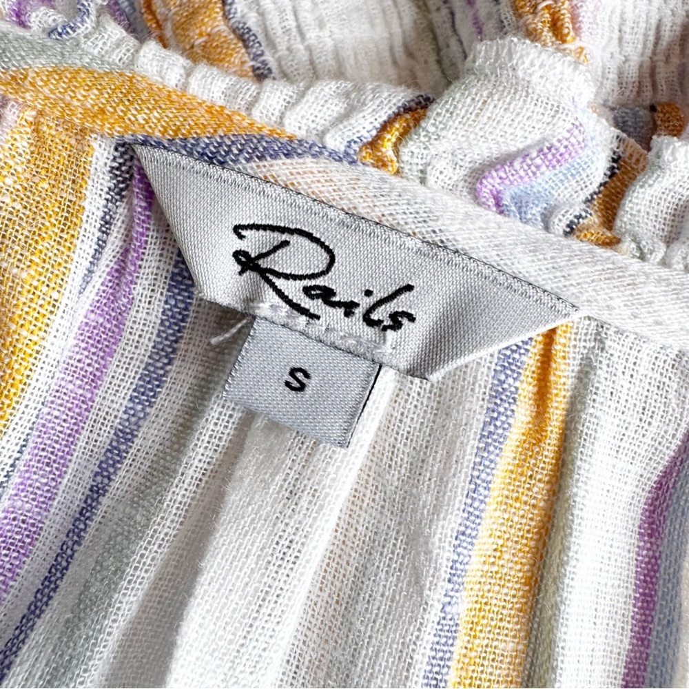 Rails Amelia Linen Blend Midi Dress in Merida Stripe Soft White Size S - Picture 12 of 14